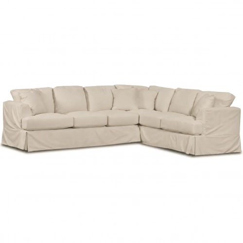 Sectional Sofa with Left Arm Facing Sofa in Sutton Sand Fabric Slipcover